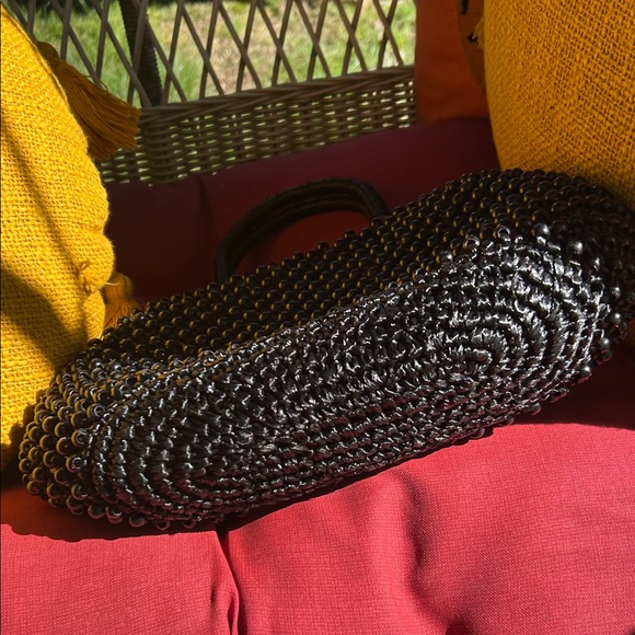 Vintage Black Beaded Taffeta Handbag - Picture 4 of 10